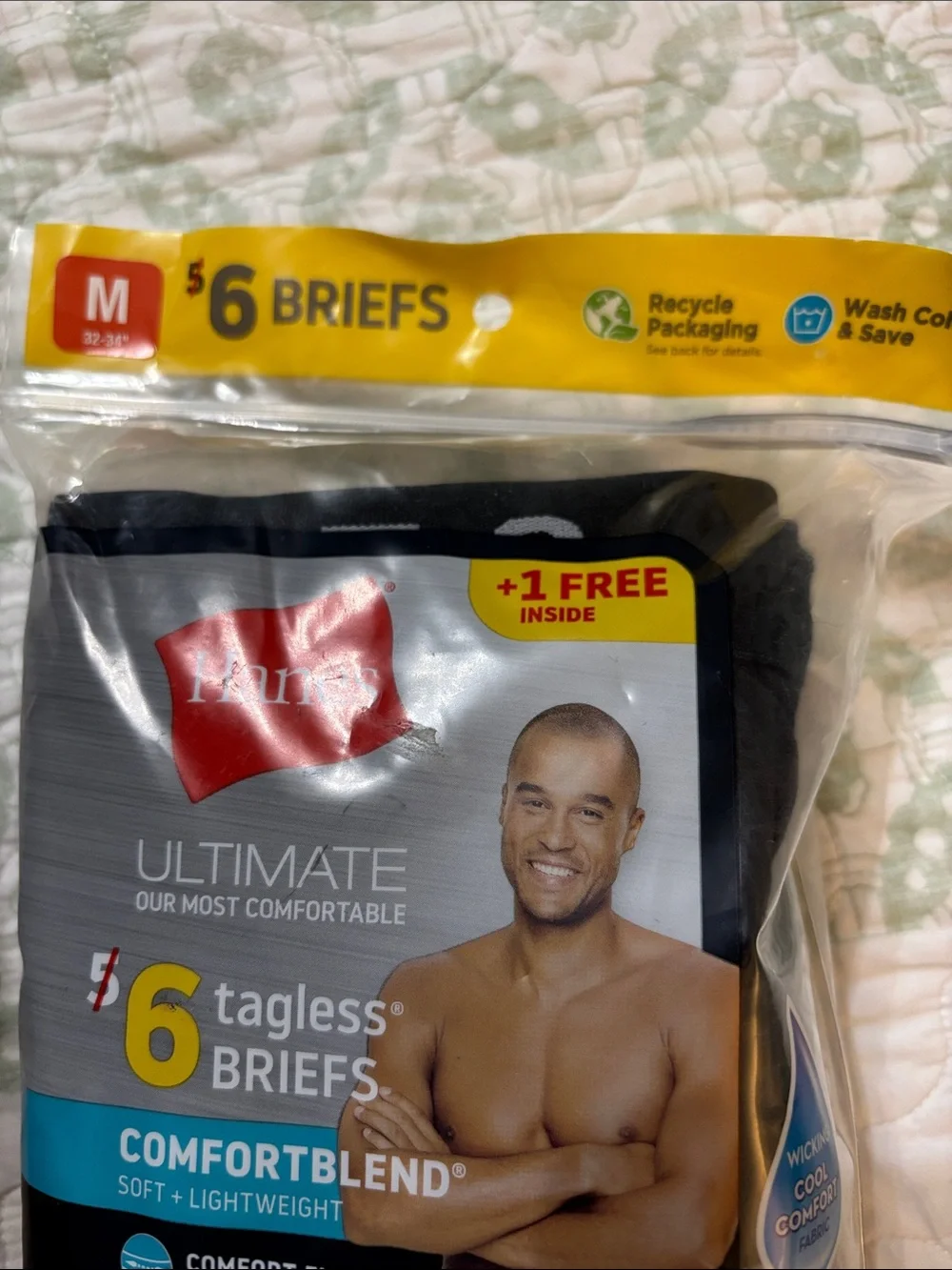 Hanes Men's ComfortBlend Gray Briefs - 6 Pack brand new original bag size medium